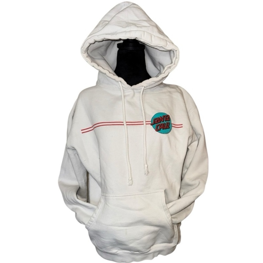 Santa Cruz Skateboards Mens Hoodie White Medium Pullover‎ Long Sleeve Drawstring